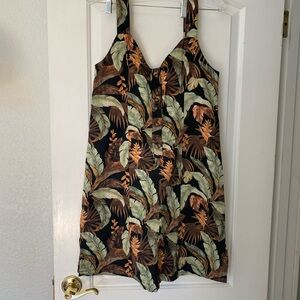 Billabong Black and Green Banana Leaf Dress